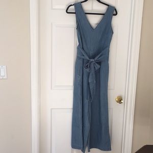 JCrew chambray wrap tie jumpsuit